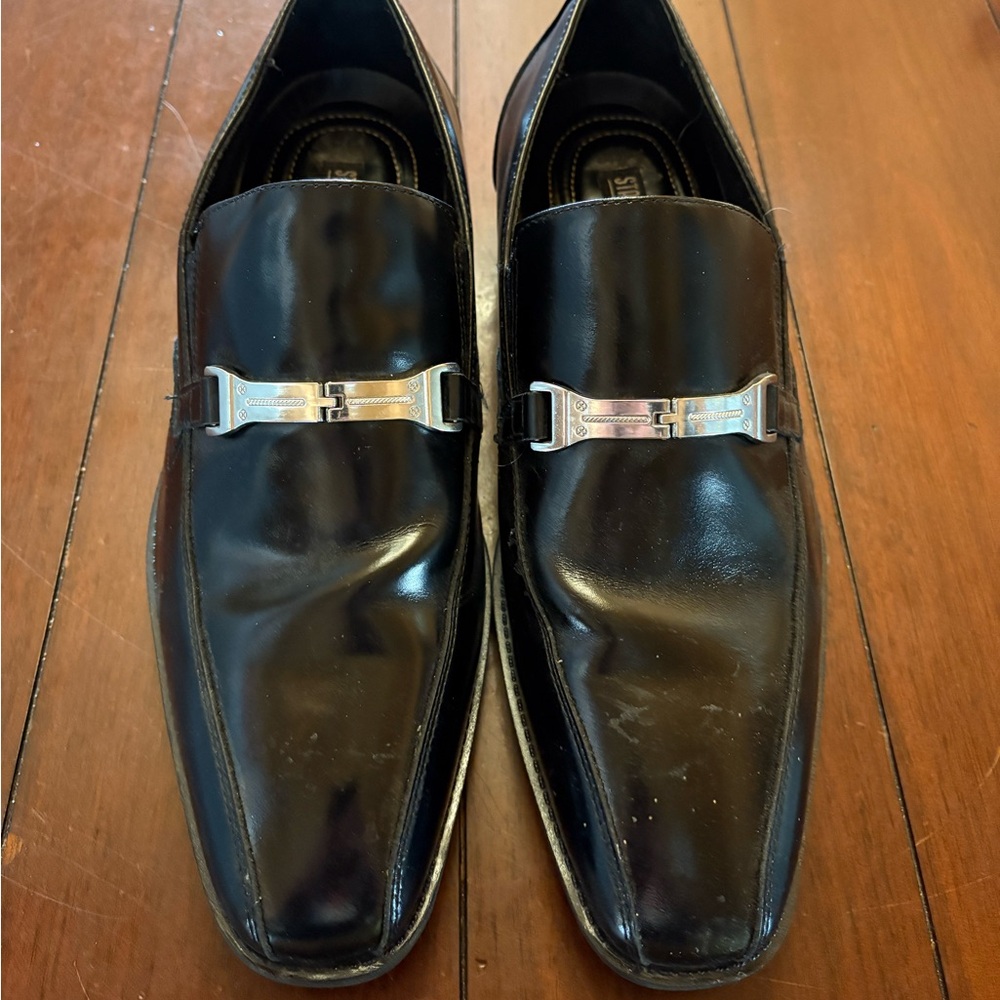 Stacy Adams Black Leather Slip On Dress Shoes